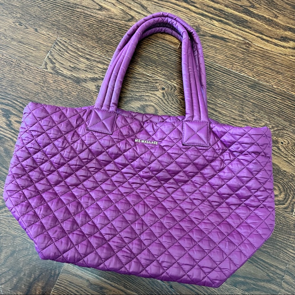 MZ Wallace Purple and Gold Quilted Tote Bag